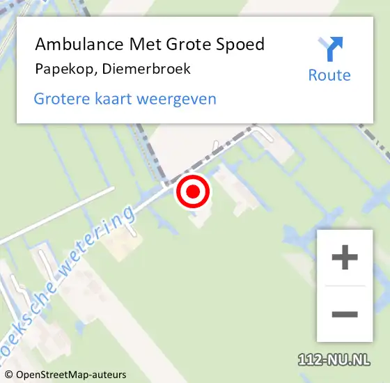 Locatie op kaart van de 112 melding: Ambulance Met Grote Spoed Naar Papekop, Diemerbroek op 22 juni 2015 22:19