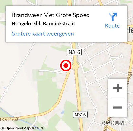 Locatie op kaart van de 112 melding: Brandweer Met Grote Spoed Naar Hengelo Gld, Banninkstraat op 22 juni 2015 22:34