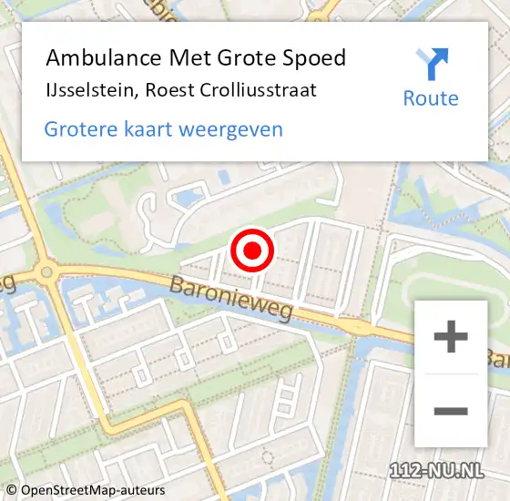 Locatie op kaart van de 112 melding: Ambulance Met Grote Spoed Naar IJsselstein, Roest Crolliusstraat op 22 juni 2015 23:20