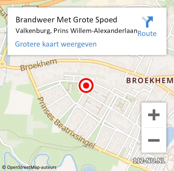 Locatie op kaart van de 112 melding: Brandweer Met Grote Spoed Naar Valkenburg, Prins Willem-Alexanderlaan op 23 juni 2015 02:39