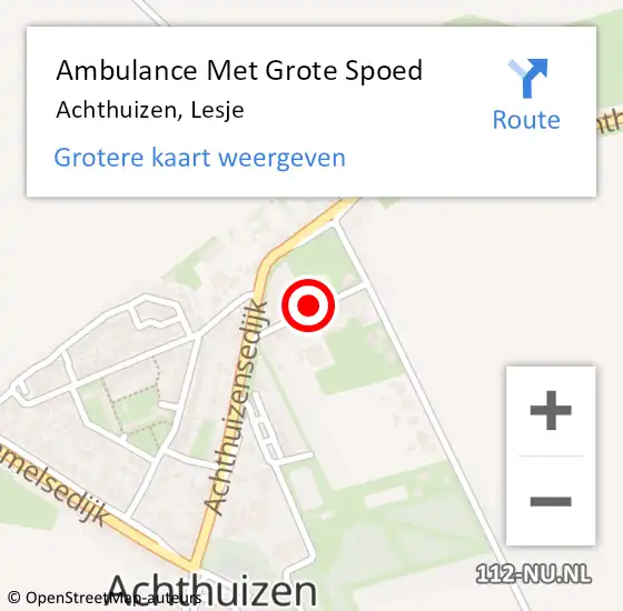 Locatie op kaart van de 112 melding: Ambulance Met Grote Spoed Naar Achthuizen, Lesje op 23 juni 2015 05:30