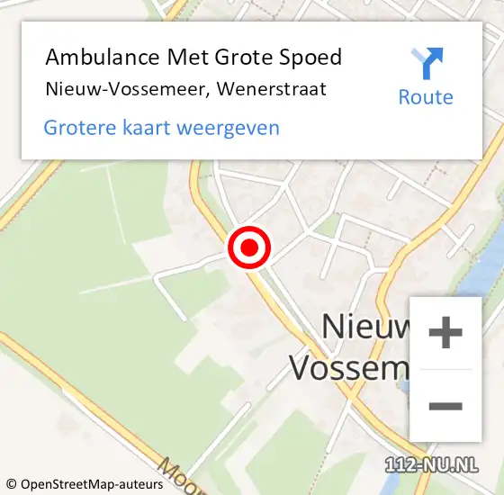 Locatie op kaart van de 112 melding: Ambulance Met Grote Spoed Naar Nieuw-Vossemeer, Wenerstraat op 23 juni 2015 07:56