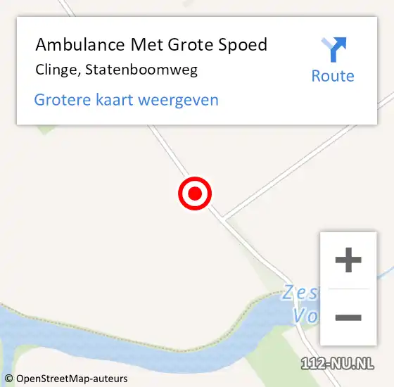 Locatie op kaart van de 112 melding: Ambulance Met Grote Spoed Naar Clinge, Statenboomweg op 23 juni 2015 09:16