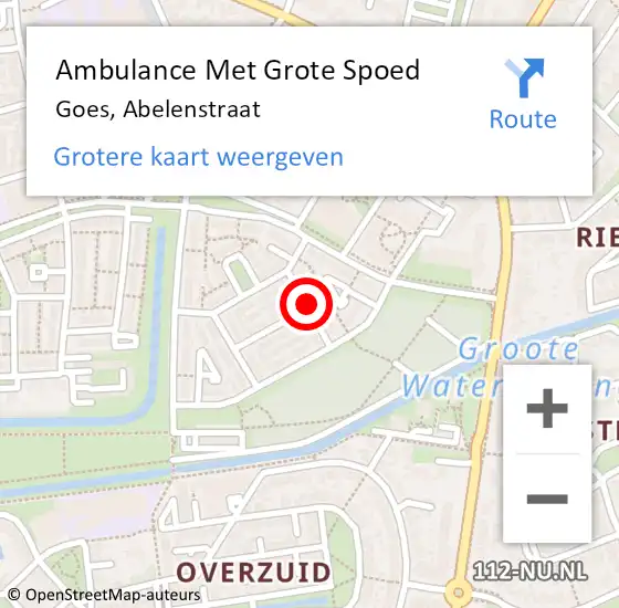 Locatie op kaart van de 112 melding: Ambulance Met Grote Spoed Naar Goes, Abelenstraat op 23 juni 2015 09:38