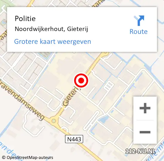 Locatie op kaart van de 112 melding: Politie Noordwijkerhout, Gieterij op 23 juni 2015 10:26