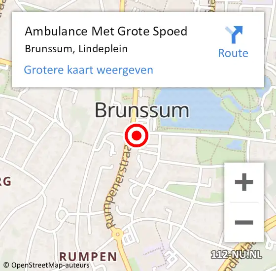 Locatie op kaart van de 112 melding: Ambulance Met Grote Spoed Naar Brunssum, Lindeplein op 23 juni 2015 11:10