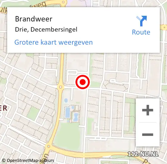 Locatie op kaart van de 112 melding: Brandweer Drie, Decembersingel op 23 juni 2015 11:13