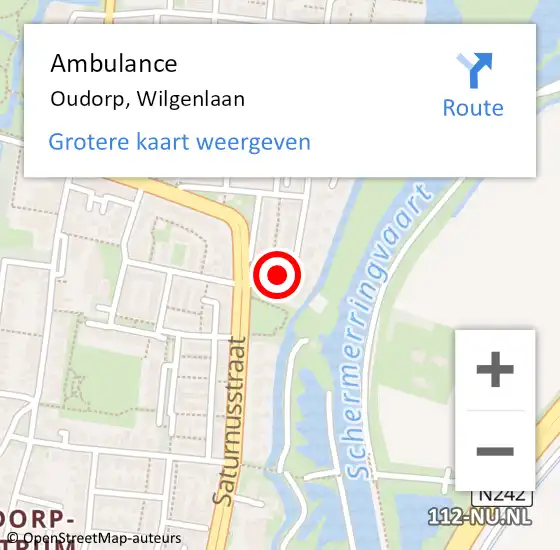 Locatie op kaart van de 112 melding: Ambulance Oudorp, Wilgenlaan op 23 juni 2015 12:03