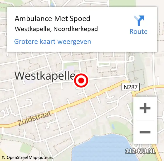 Locatie op kaart van de 112 melding: Ambulance Met Spoed Naar Westkapelle, Noordkerkepad op 23 juni 2015 12:28