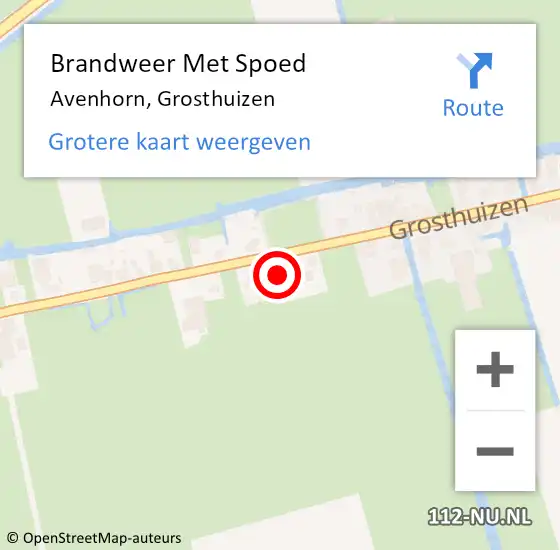 Locatie op kaart van de 112 melding: Brandweer Met Spoed Naar Avenhorn, Grosthuizen op 23 juni 2015 12:39