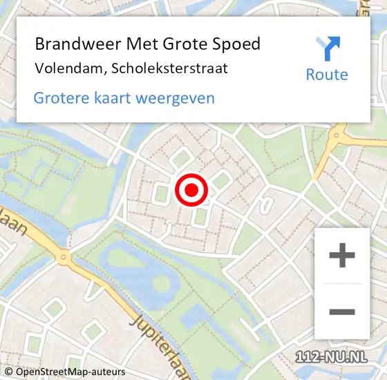 Locatie op kaart van de 112 melding: Brandweer Met Grote Spoed Naar Volendam, Scholeksterstraat op 23 juni 2015 12:53