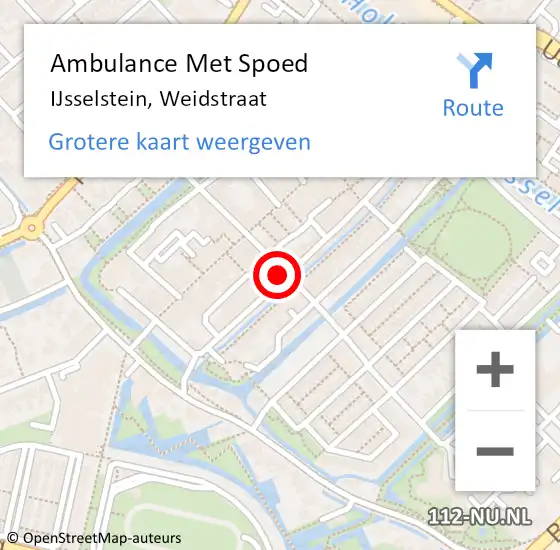 Locatie op kaart van de 112 melding: Ambulance Met Spoed Naar IJsselstein, Weidstraat op 23 juni 2015 13:16