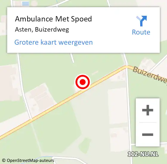 Locatie op kaart van de 112 melding: Ambulance Met Spoed Naar Asten, Buizerdweg op 23 juni 2015 13:40