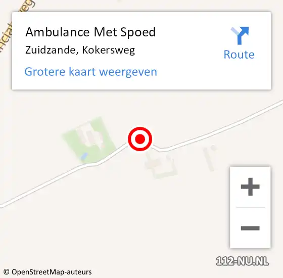 Locatie op kaart van de 112 melding: Ambulance Met Spoed Naar Zuidzande, Kokersweg op 23 juni 2015 14:27