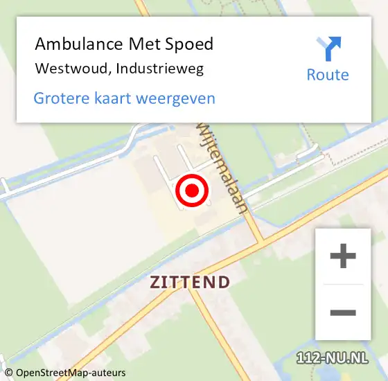 Locatie op kaart van de 112 melding: Ambulance Met Spoed Naar Westwoud, Industrieweg op 23 juni 2015 16:40