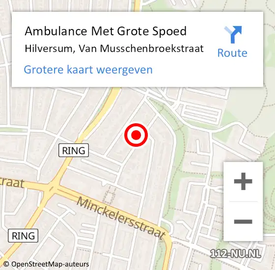 Locatie op kaart van de 112 melding: Ambulance Met Grote Spoed Naar Hilversum, Van Musschenbroekstraat op 23 juni 2015 18:10