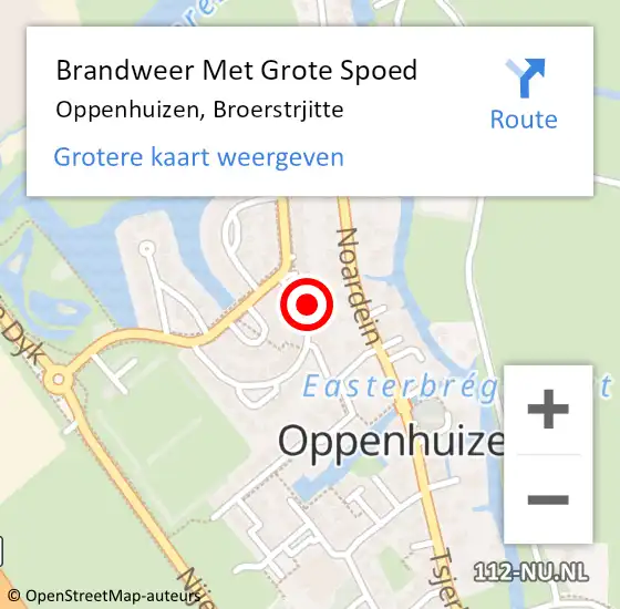 Locatie op kaart van de 112 melding: Brandweer Met Grote Spoed Naar Oppenhuizen, Broerstrjitte op 23 juni 2015 18:17