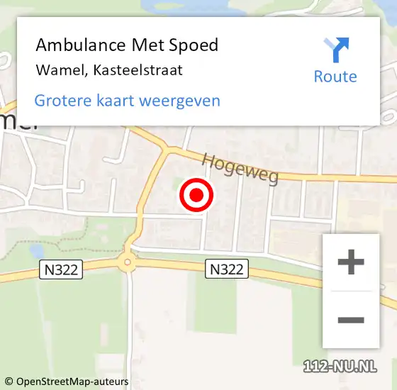 Locatie op kaart van de 112 melding: Ambulance Met Spoed Naar Wamel, Kasteelstraat op 23 juni 2015 18:25