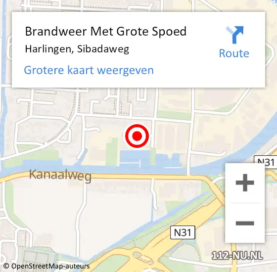 Locatie op kaart van de 112 melding: Brandweer Met Grote Spoed Naar Harlingen, Sibadaweg op 23 juni 2015 18:46