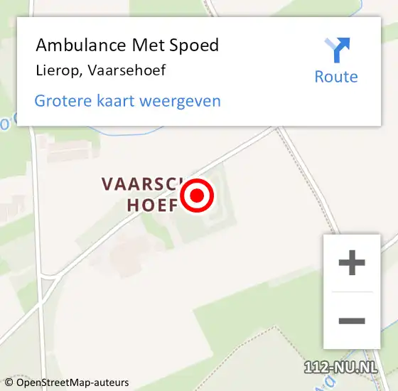 Locatie op kaart van de 112 melding: Ambulance Met Spoed Naar Lierop, Vaarsehoef op 23 juni 2015 19:09