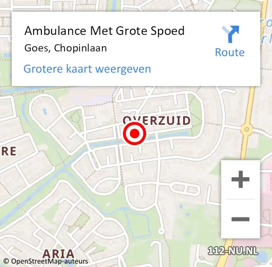 Locatie op kaart van de 112 melding: Ambulance Met Grote Spoed Naar Goes, Chopinlaan op 23 juni 2015 19:09