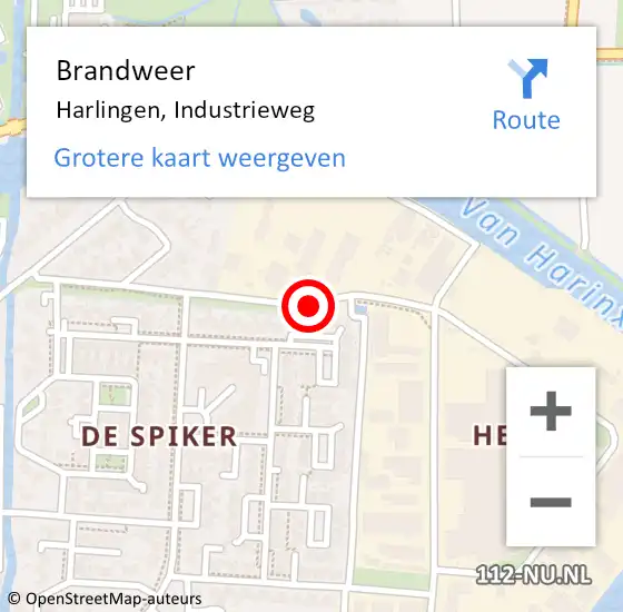 Locatie op kaart van de 112 melding: Brandweer Harlingen, Industrieweg op 23 juni 2015 19:13