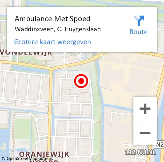 Locatie op kaart van de 112 melding: Ambulance Met Spoed Naar Waddinxveen, C. Huygenslaan op 23 juni 2015 19:19