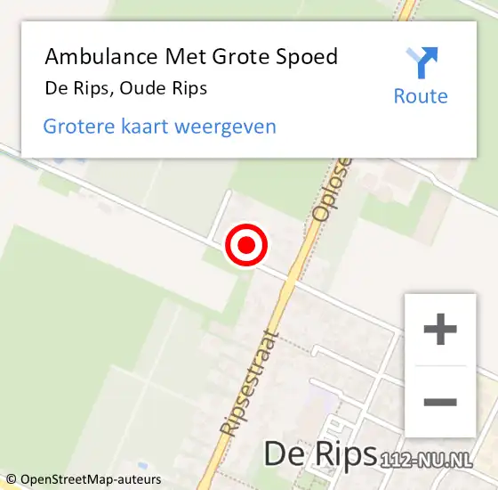 Locatie op kaart van de 112 melding: Ambulance Met Grote Spoed Naar De Rips, Oude Rips op 23 juni 2015 19:27