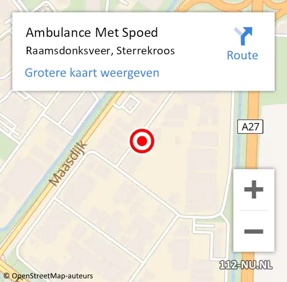 Locatie op kaart van de 112 melding: Ambulance Met Spoed Naar Raamsdonksveer, Sterrekroos op 12 september 2013 14:39