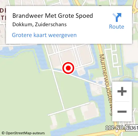 Locatie op kaart van de 112 melding: Brandweer Met Grote Spoed Naar Dokkum, Zuiderschans op 23 juni 2015 20:01