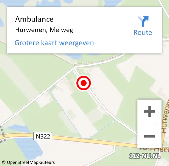 Locatie op kaart van de 112 melding: Ambulance Hurwenen, Meiweg op 23 juni 2015 21:34