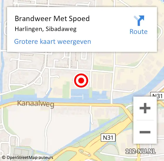 Locatie op kaart van de 112 melding: Brandweer Met Spoed Naar Harlingen, Sibadaweg op 24 juni 2015 01:22