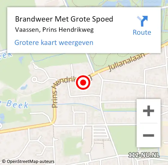 Locatie op kaart van de 112 melding: Brandweer Met Grote Spoed Naar Vaassen, Prins Hendrikweg op 11 november 2013 21:25