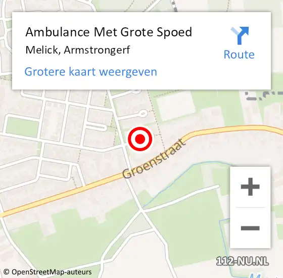 Locatie op kaart van de 112 melding: Ambulance Met Grote Spoed Naar Melick, Armstrongerf op 24 juni 2015 03:37