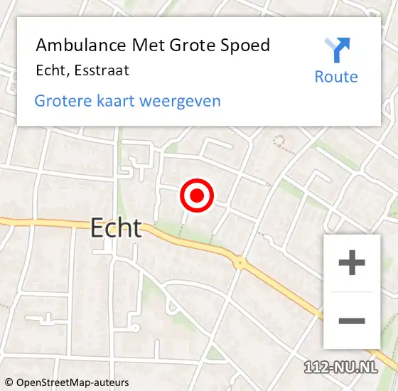 Locatie op kaart van de 112 melding: Ambulance Met Grote Spoed Naar Echt, Esstraat op 24 juni 2015 07:49