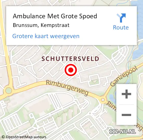 Locatie op kaart van de 112 melding: Ambulance Met Grote Spoed Naar Brunssum, Kempstraat op 24 juni 2015 08:57