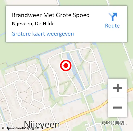 Locatie op kaart van de 112 melding: Brandweer Met Grote Spoed Naar Nijeveen, De Hilde op 24 juni 2015 09:08