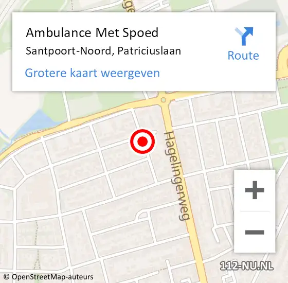 Locatie op kaart van de 112 melding: Ambulance Met Spoed Naar Santpoort-Noord, Patriciuslaan op 24 juni 2015 09:17