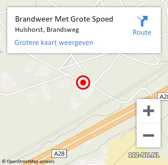 Locatie op kaart van de 112 melding: Brandweer Met Grote Spoed Naar Hulshorst, Brandsweg op 24 juni 2015 09:22