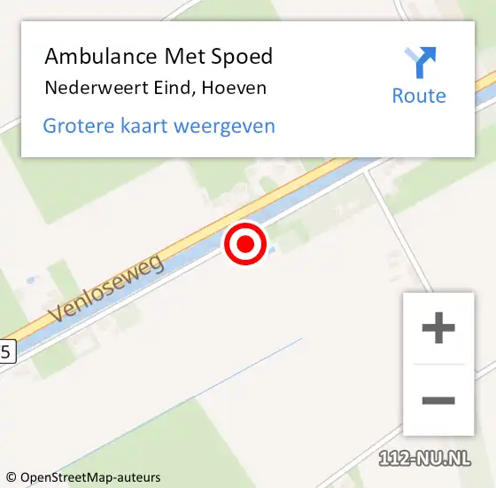 Locatie op kaart van de 112 melding: Ambulance Met Spoed Naar Nederweert Eind, Hoeven op 11 november 2013 22:11