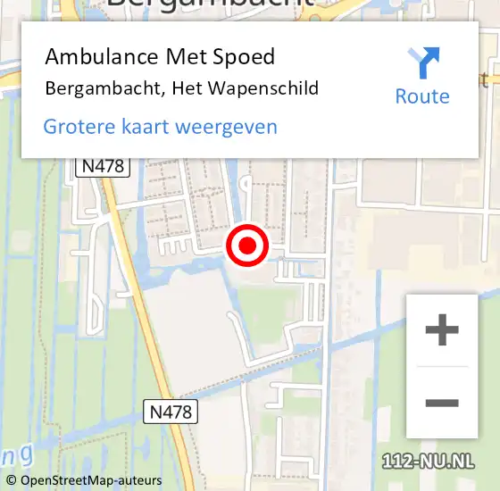 Locatie op kaart van de 112 melding: Ambulance Met Spoed Naar Bergambacht, Het Wapenschild op 24 juni 2015 10:36