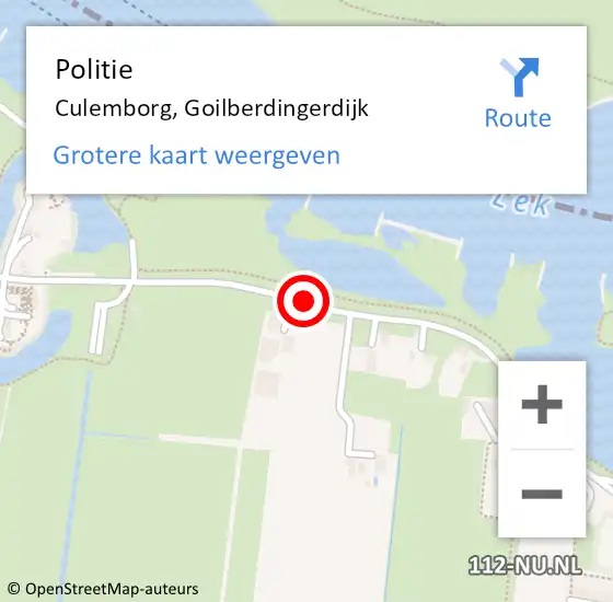 Locatie op kaart van de 112 melding: Politie Culemborg, Goilberdingerdijk op 24 juni 2015 10:39