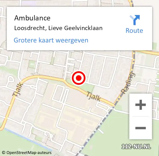 Locatie op kaart van de 112 melding: Ambulance Loosdrecht, Lieve Geelvincklaan op 24 juni 2015 10:49