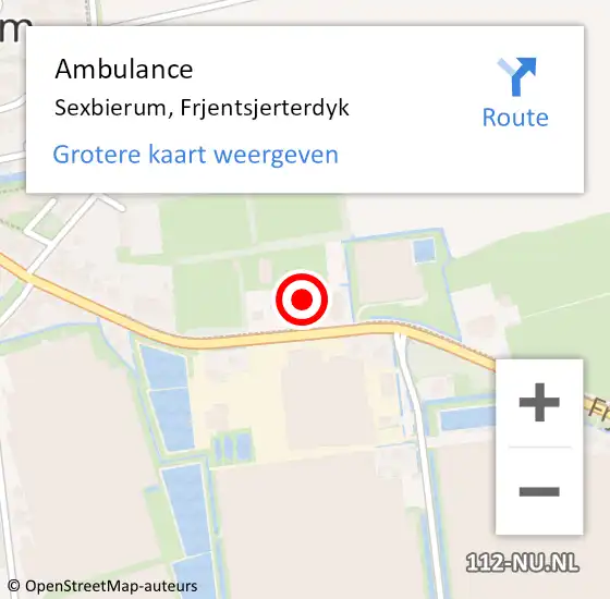 Locatie op kaart van de 112 melding: Ambulance Sexbierum, Frjentsjerterdyk op 24 juni 2015 11:00