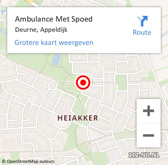 Locatie op kaart van de 112 melding: Ambulance Met Spoed Naar Deurne, Appeldijk op 24 juni 2015 11:08