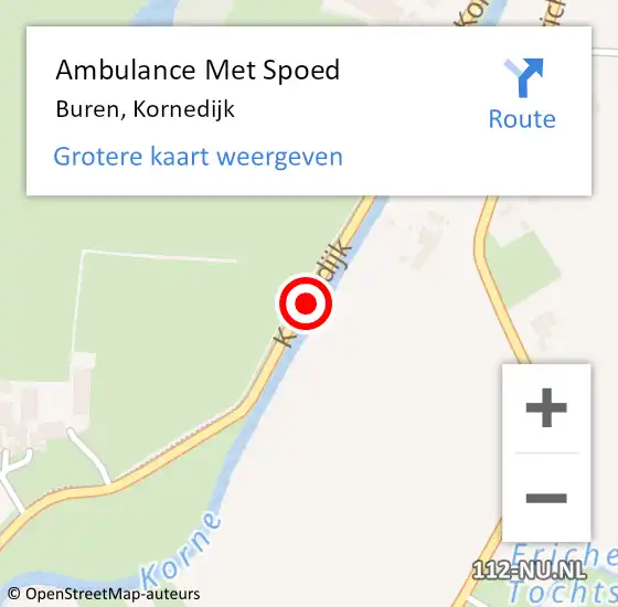 Locatie op kaart van de 112 melding: Ambulance Met Spoed Naar Buren, Kornedijk op 24 juni 2015 11:34