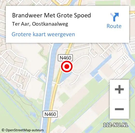 Locatie op kaart van de 112 melding: Brandweer Met Grote Spoed Naar Ter Aar, Oostkanaalweg op 24 juni 2015 12:21