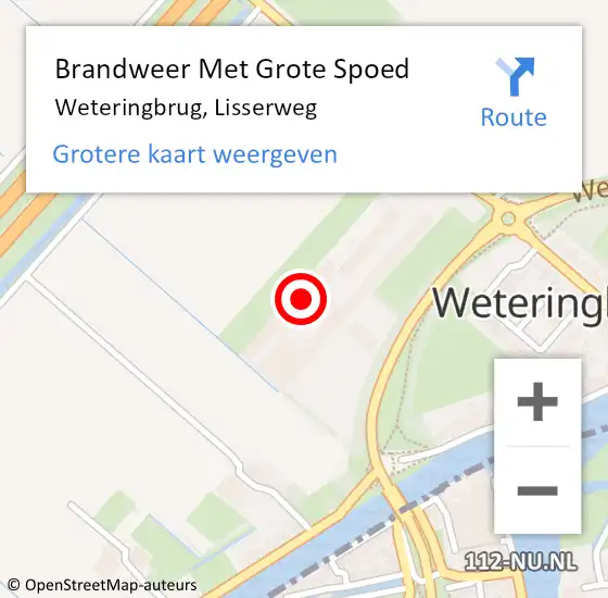 Locatie op kaart van de 112 melding: Brandweer Met Grote Spoed Naar Weteringbrug, Lisserweg op 24 juni 2015 14:13