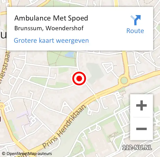 Locatie op kaart van de 112 melding: Ambulance Met Spoed Naar Brunssum, Woendershof op 24 juni 2015 14:35