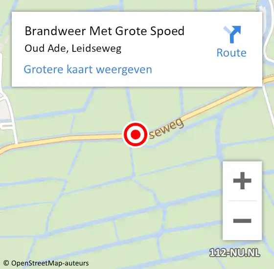 Locatie op kaart van de 112 melding: Brandweer Met Grote Spoed Naar Oud Ade, Leidseweg op 24 juni 2015 14:44